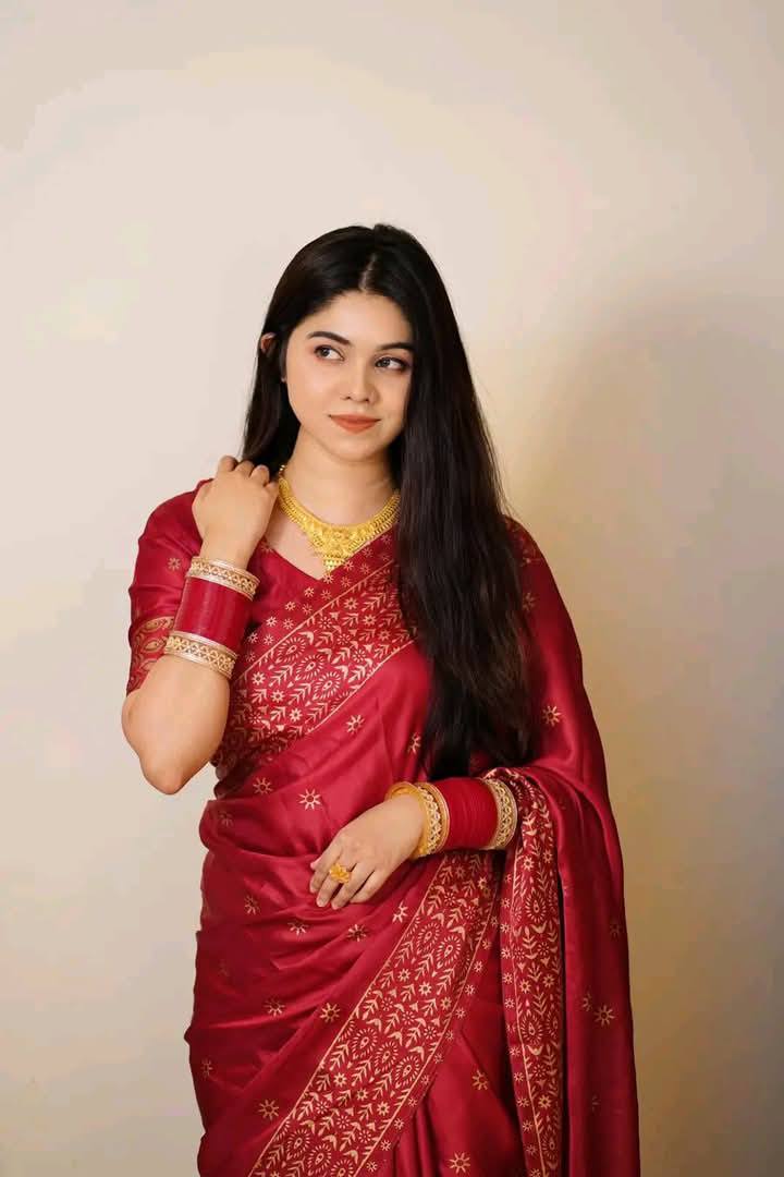 Maroon Japani Silk Saree