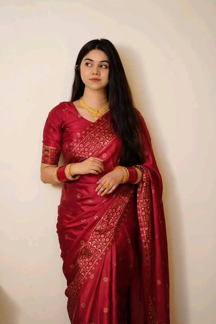 Maroon Japani Silk Saree