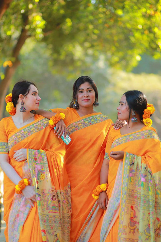 Madhubani | Semi Muslin Silk Saree