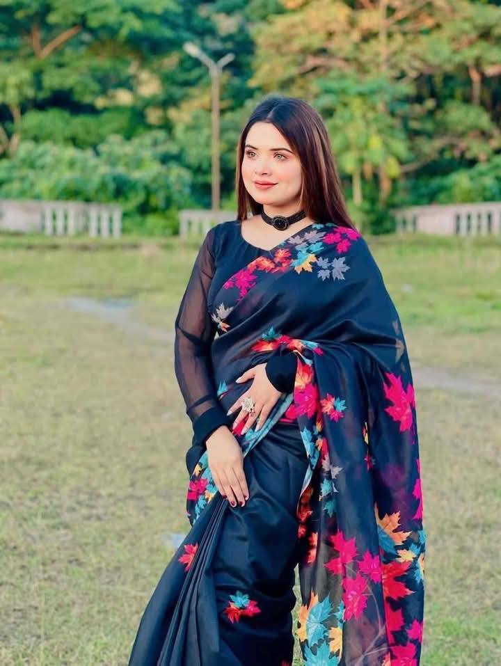 Floral Printed | Semi Muslin Silk Saree