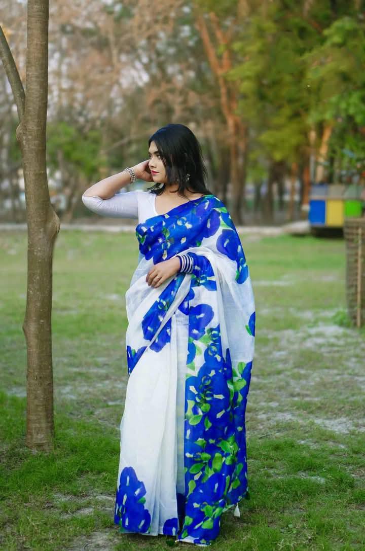Neel-kantho | Semi Muslin Silk Saree