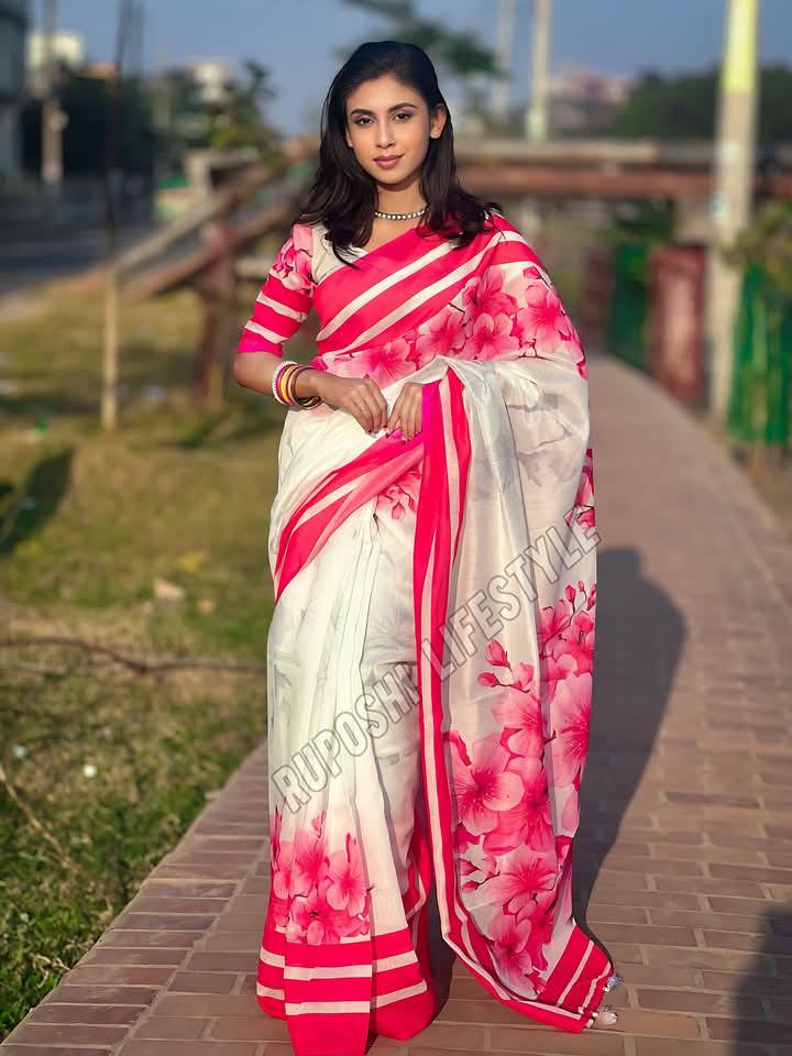 Touch of Pink | Semi Muslin Silk Saree