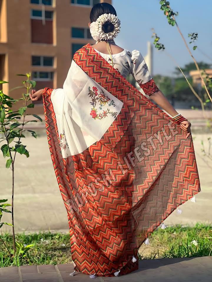 Floral Tradition | Semi Muslin Silk Saree
