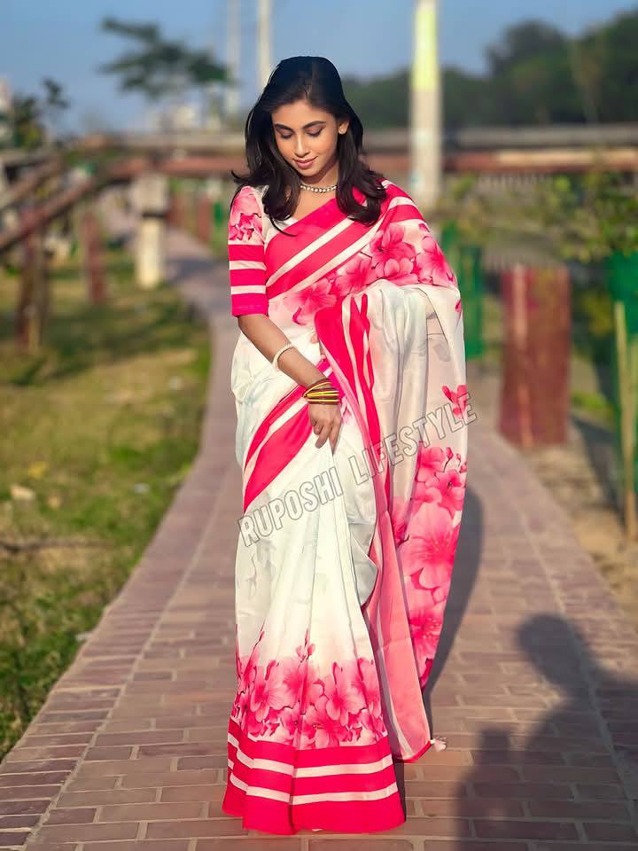 Touch of Pink | Semi Muslin Silk Saree