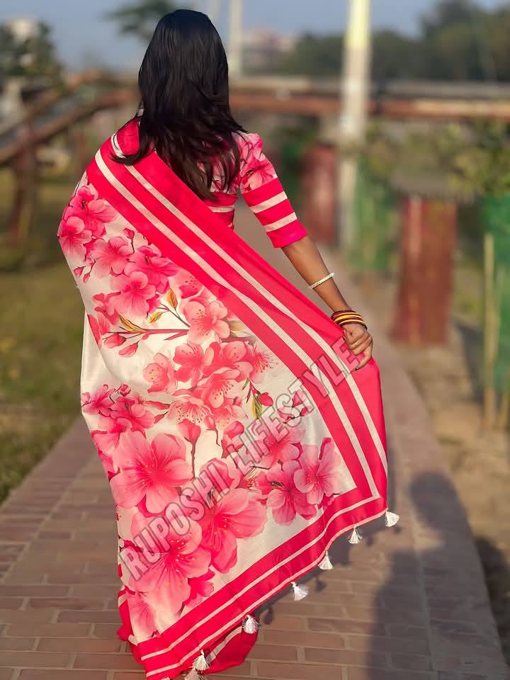 Touch of Pink | Semi Muslin Silk Saree