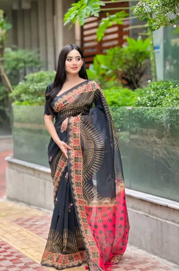 সেমি মসলিন সফট সিল্ক শাড়ি
