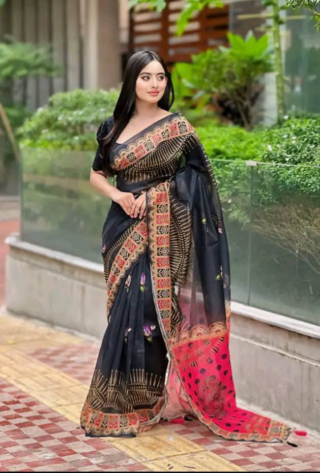 সেমি মসলিন সফট সিল্ক শাড়ি