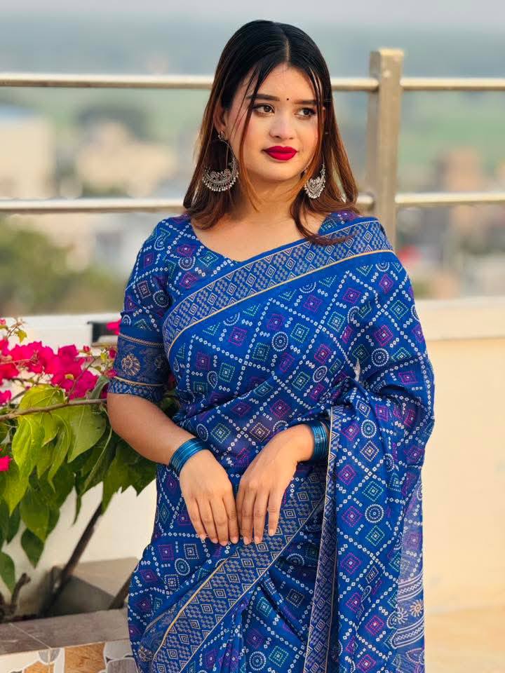 চুনরি মসলিন সফট সিল্ক শাড়ি