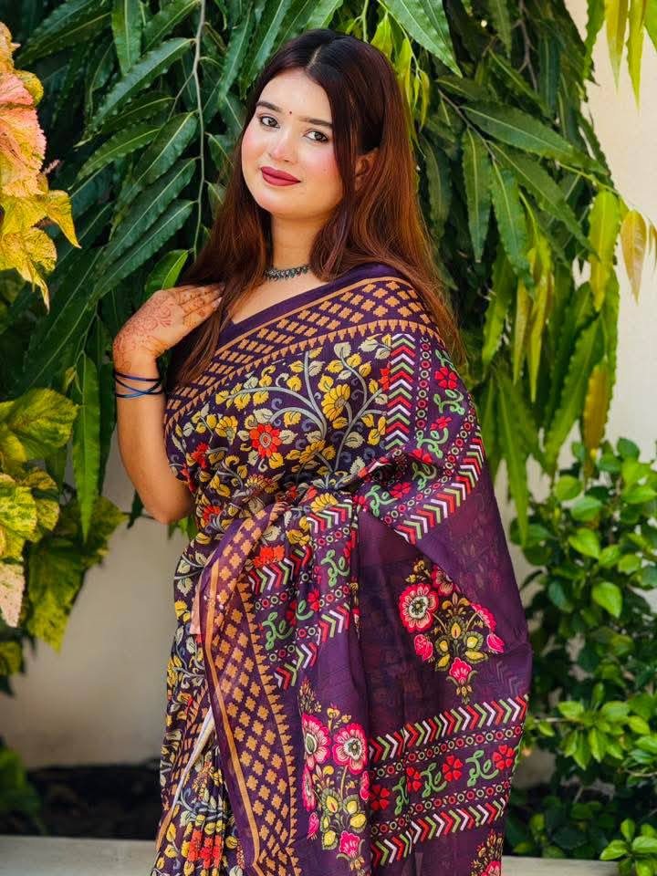 New সেমি মসলিন সফট সিল্ক শাড়ি