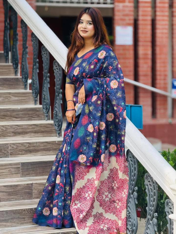 New সেমি মসলিন সফট সিল্ক শাড়ি