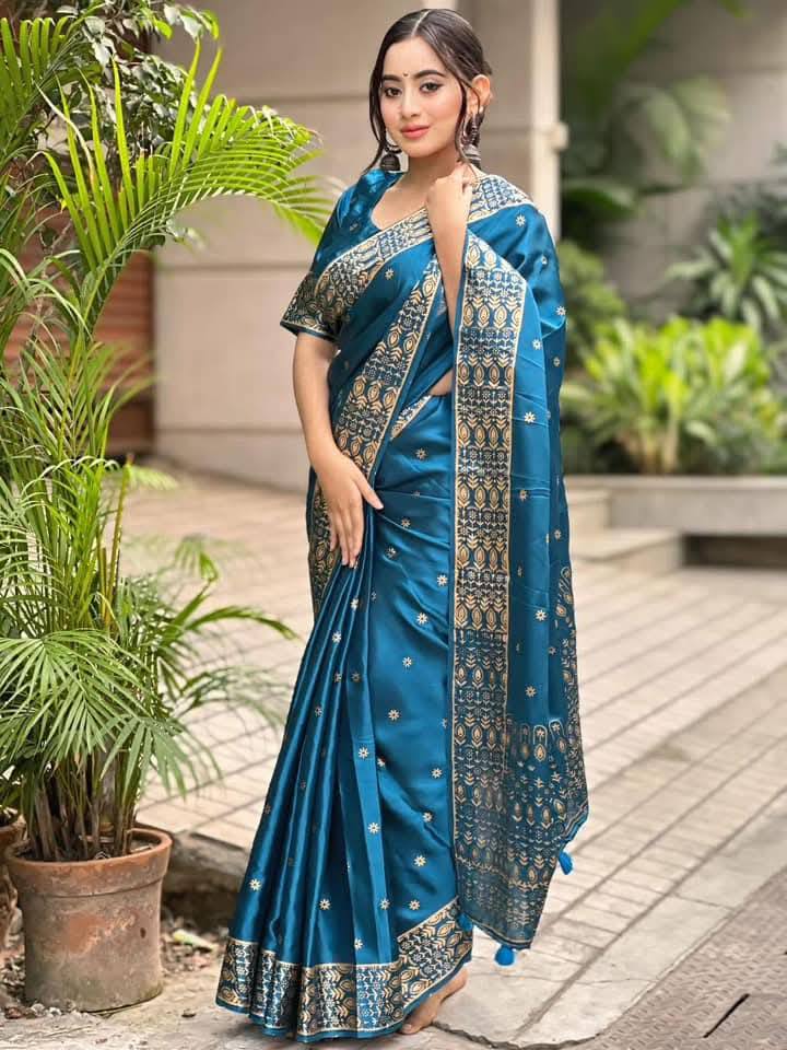 Sea Green Japani Silk Saree