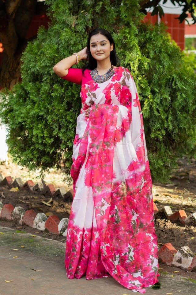 Bagan Bilash | Semi Muslin Silk Saree
