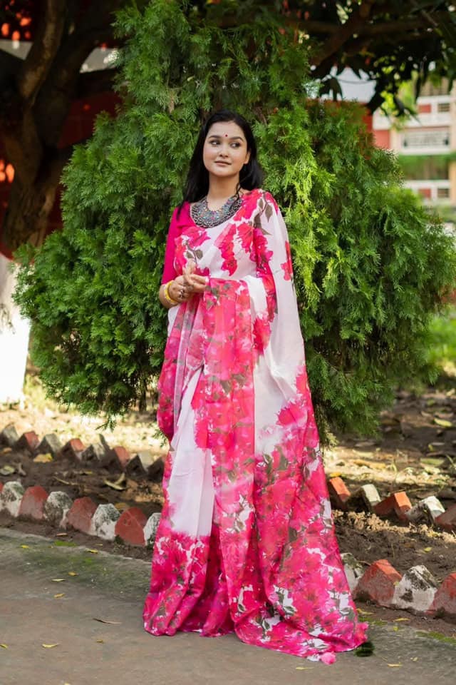 Bagan Bilash | Semi Muslin Silk Saree