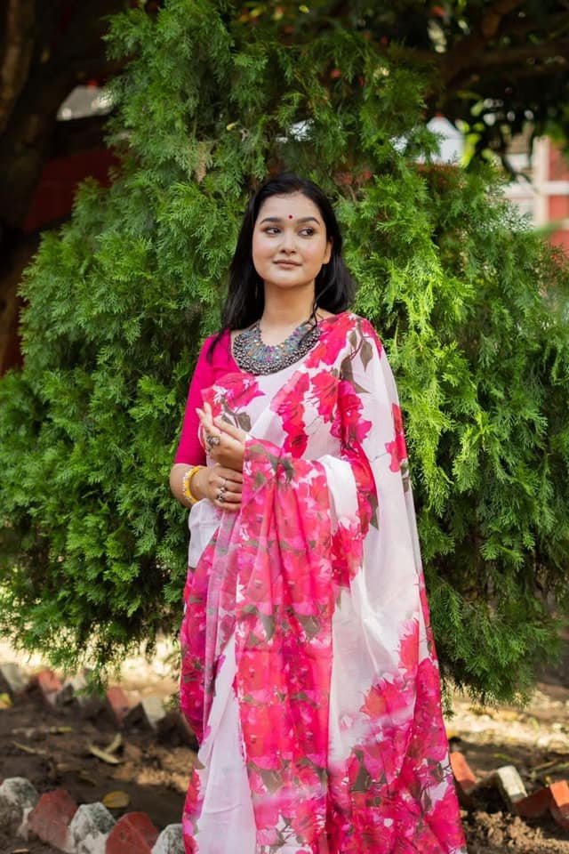 Bagan Bilash | Semi Muslin Silk Saree