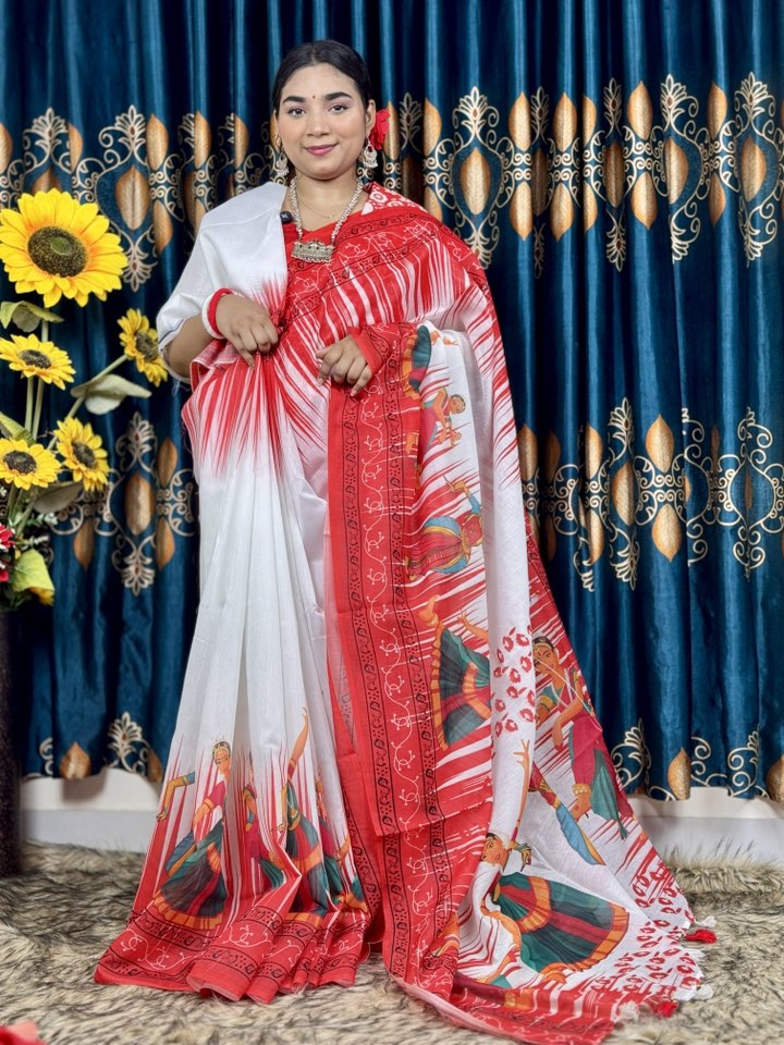 নিত্য পূজার শাড়ি ব্লাউজ পিস সহ 2025