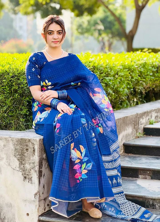 রয়্যাল ব্লু শাড়ি সফট সিল্ক শাড়ি