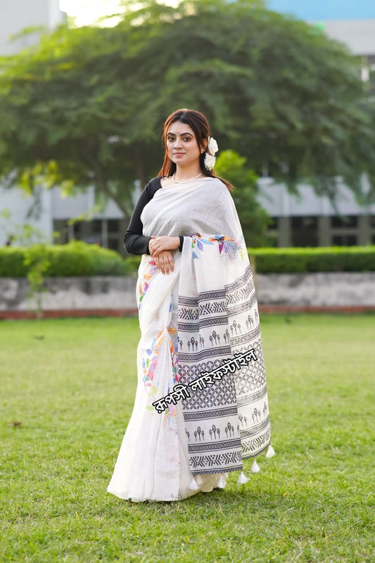 Touch of Tradition | Semi Muslin Silk Saree