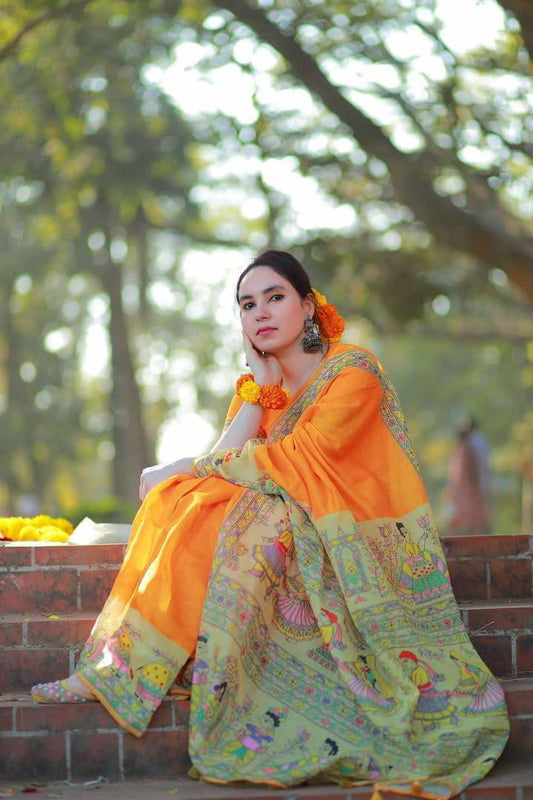Madhubani | Semi Muslin Silk Saree