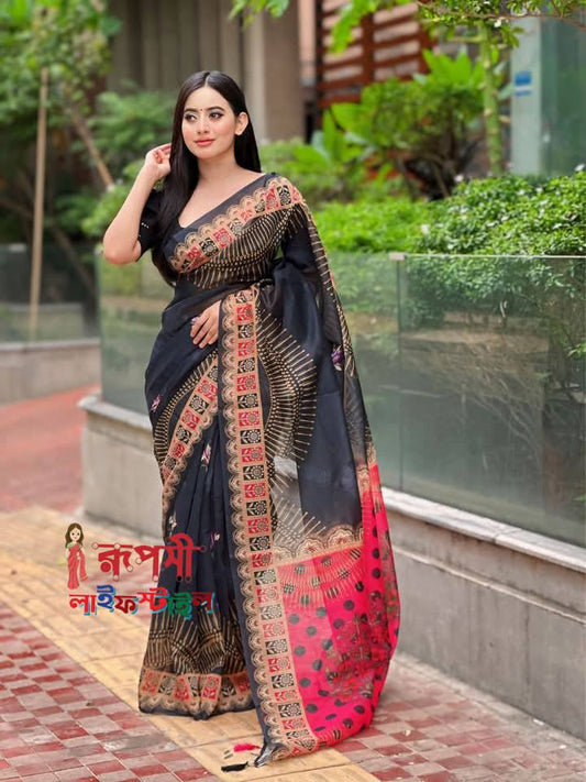 Black Queen | Semi Muslin Silk Saree
