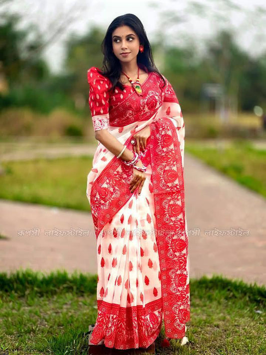 Roktokolom Puja Special - Semi Muslin Silk