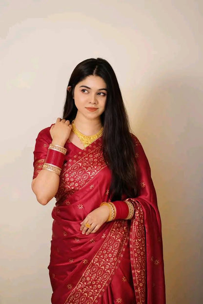 Maroon Japani Silk Saree