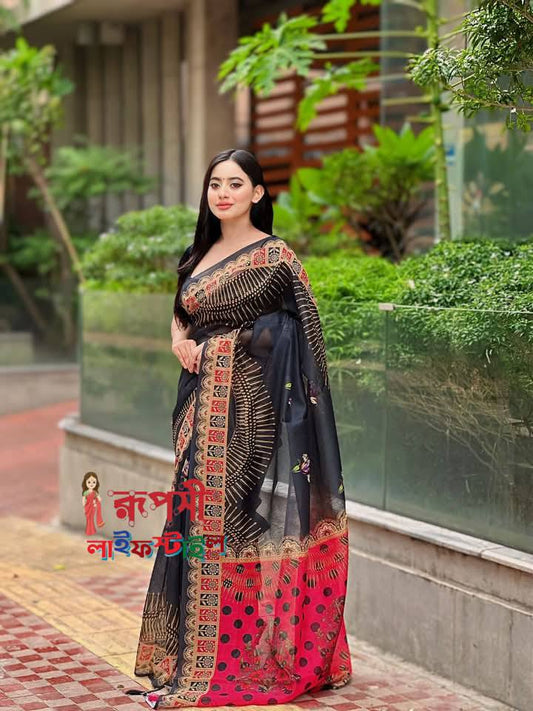 Black Queen | Semi Muslin Silk Saree