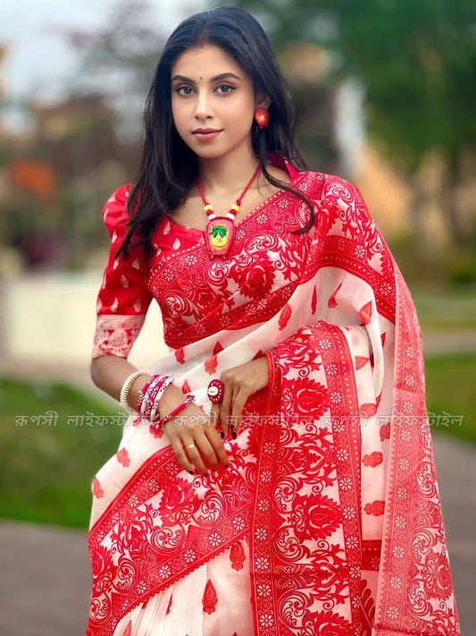 Roktokolom Puja Special - Semi Muslin Silk