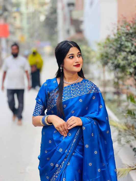 Blue Japani Silk Saree