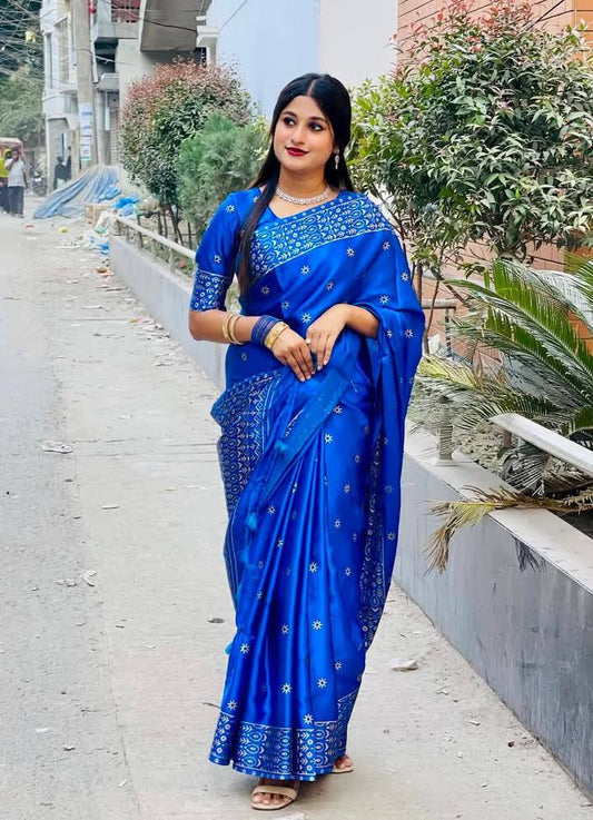 Blue Japani Silk Saree