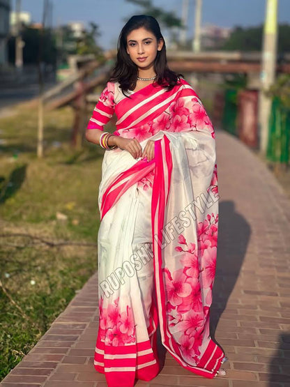 Touch of Pink | Semi Muslin Silk Saree