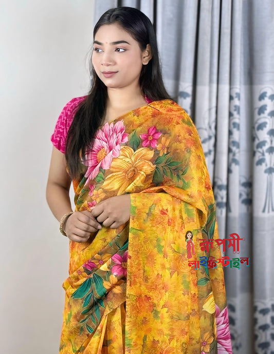 সেমি মসলিন সফট সিল্ক শাড়ি