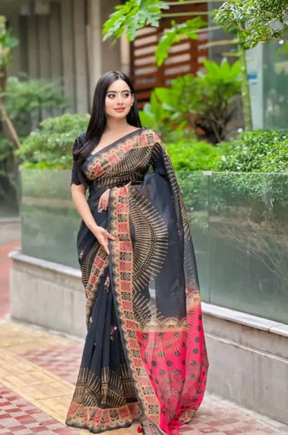 সেমি মসলিন সফট সিল্ক শাড়ি