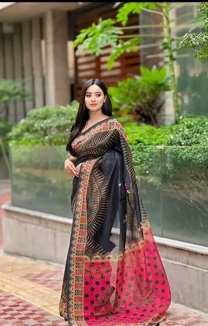 সেমি মসলিন সফট সিল্ক শাড়ি