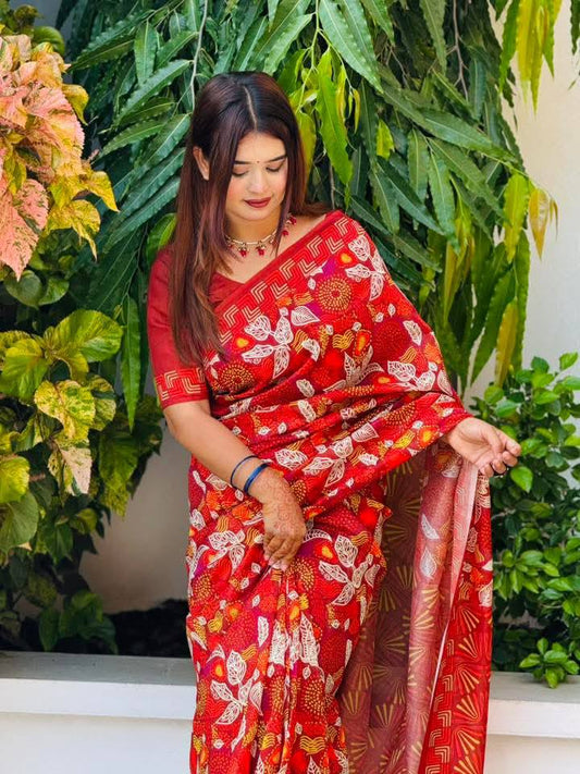 সেমি মসলিন সফট সিল্ক শাড়ি
