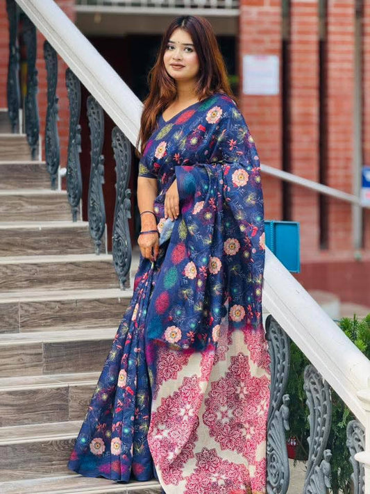 New সেমি মসলিন সফট সিল্ক শাড়ি