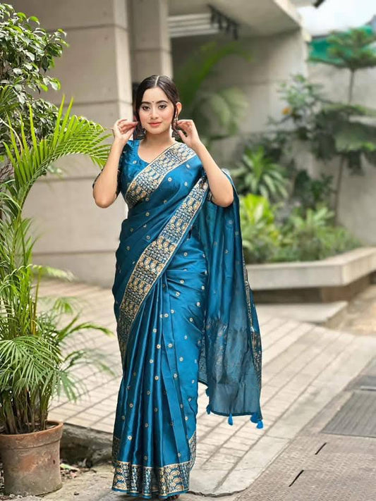 Sea Green Japani Silk Saree
