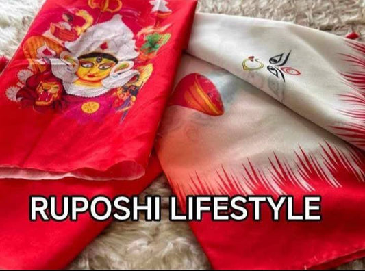 Durga Puja saree with blouse