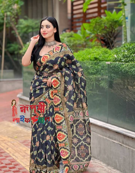 সেমি মসলিন সফট সিল্ক শাড়ি