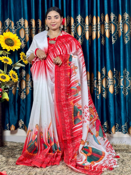 নিত্য পূজার শাড়ি ব্লাউজ পিস সহ 2025