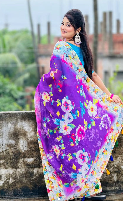 Purple - Semi Muslin Silk
