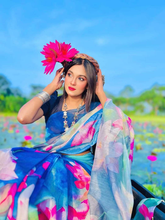 সেমি মসলিন সফট সিল্ক শাড়ি