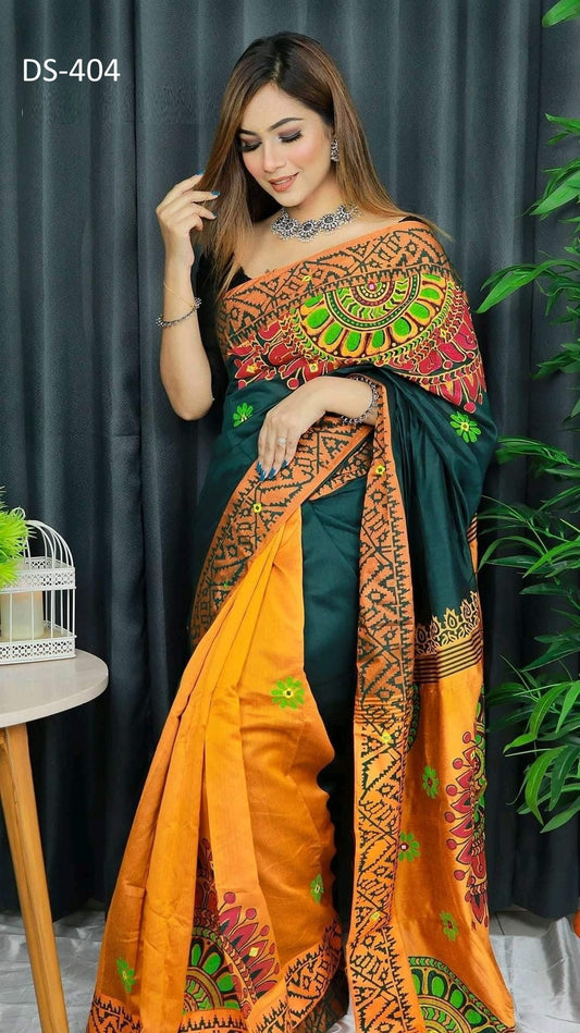 Sea Green Dupian Silk Saree DS-404