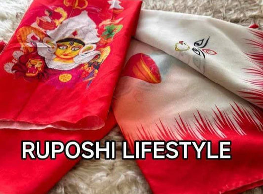 Durga puja saree with blouse 