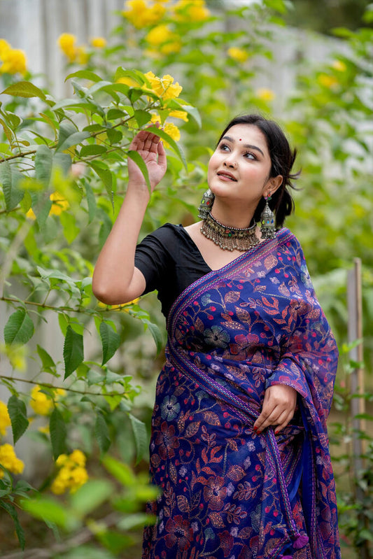 Purple Blue | Tangail Silk Saree
